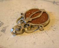 Antique Pocket Watch Chain Fob 1910 Art Nouveau Silver Chrome & Goldstone Fob (7 of 9) Antique Pocket Watch Chain Fob 1910 Art Nouveau Silver Chrome & Goldstone Fob (7 of 9)