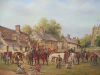 Oil on Board 'a hunting we do go' Artist R M Crompton 1930s (10 of 10) Oil on Board 'a hunting we do go' Artist R M Crompton 1930s (10 of 10)