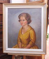 Large Oil on Canvas Girl in the Yellow Dress Artist A Wright 1962 (7 of 10) Large Oil on Canvas Girl in the Yellow Dress Artist A Wright 1962 (7 of 10)