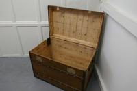 Large Tan Canvas, Wood, Leather & Brass Bound Steamer Trunk (2 of 9) Large Tan Canvas, Wood, Leather & Brass Bound Steamer Trunk (2 of 9)