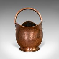 Antique Helmet Scuttle, Copper, Coal, Bucket, Fireside, Bin, Victorian c.1880 (2 of 9) Antique Helmet Scuttle, Copper, Coal, Bucket, Fireside, Bin, Victorian c.1880 (2 of 9)