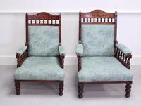 Pair of Victorian Carved Oak 'His & Hers' Easy Chairs (2 of 6) Pair of Victorian Carved Oak 'His & Hers' Easy Chairs (2 of 6)