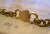 Art Nouveau Pocket Watch Chain 1900 Brass Albert with Pink & Blue Glass Panels (8 of 12) Art Nouveau Pocket Watch Chain 1900 Brass Albert with Pink & Blue Glass Panels (8 of 12)