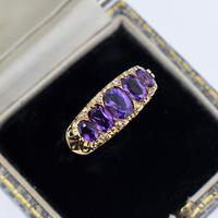 Vintage Amethyst and Diamond Chunky Scroll Five Stone 9ct 9K Yellow Gold Ring Band (2 of 10) Vintage Amethyst and Diamond Chunky Scroll Five Stone 9ct 9K Yellow Gold Ring Band (2 of 10)