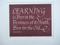 Leo Wyatt woodblock calligraphic print, 20 of 75, quote from Aeschylus, c1970 (4 of 4) Leo Wyatt woodblock calligraphic print, 20 of 75, quote from Aeschylus, c1970 (4 of 4)