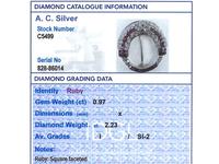 0.97ct Ruby & 2.23ct Diamond, 14ct White Gold Brooch - Art Deco c.1930 (8 of 9) 0.97ct Ruby & 2.23ct Diamond, 14ct White Gold Brooch - Art Deco c.1930 (8 of 9)