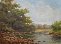 Beautiful Original 1921 Antique Riverscape Landscape Oil Painting (2 of 10) Beautiful Original 1921 Antique Riverscape Landscape Oil Painting (2 of 10)