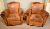 French Art Deco Leather Club Armchairs