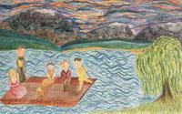 Original Oil on Canvas 'A Family Day Out in a Punt'. Signed and Dated 72