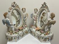 Pair of Small Dresden Victorian Style Porcelain Cherub Table Mirrors (19 of 60) Pair of Small Dresden Victorian Style Porcelain Cherub Table Mirrors (19 of 60)