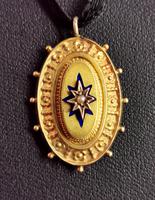 Victorian 9ct Gold Blue Enamel Pendant, Seed Pearl Star (8 of 10) Victorian 9ct Gold Blue Enamel Pendant, Seed Pearl Star (8 of 10)