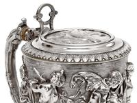 Ornate Victorian Electro Formed Silver Plated Lidded Tankard with Figural Scenes of Musicians (13 of 13) Ornate Victorian Electro Formed Silver Plated Lidded Tankard with Figural Scenes of Musicians (13 of 13)