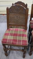 1900s -Set of 6 Oak Quality Carved Dining Chairs with Tartan Cushions (2 of 4) 1900s -Set of 6 Oak Quality Carved Dining Chairs with Tartan Cushions (2 of 4)