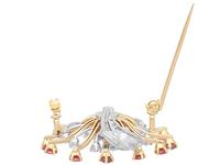 1.82 ct Ruby and 2.10ct Diamond & 18ct Yellow & White Gold Brooch - Vintage c.1960 (6 of 9) 1.82 ct Ruby and 2.10ct Diamond & 18ct Yellow & White Gold Brooch - Vintage c.1960 (6 of 9)