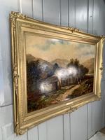 Antique Victorian large landscape oil painting in gilt gesso frame by E Yates (5 of 10) Antique Victorian large landscape oil painting in gilt gesso frame by E Yates (5 of 10)