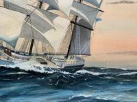 Awesome Tea Clipper Ship 'Hornet' Rough Seas Seascape Watercolour Painting c.1909 (9 of 12) Awesome Tea Clipper Ship 'Hornet' Rough Seas Seascape Watercolour Painting c.1909 (9 of 12)