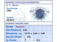 6.83ct Sapphire & 2.84ct Diamond, Platinum Dress Ring - Vintage c.1970 (6 of 8) 6.83ct Sapphire & 2.84ct Diamond, Platinum Dress Ring - Vintage c.1970 (6 of 8)