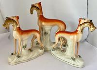 Superb Trio of Staffordshire Whippets c.1850 (5 of 13) Superb Trio of Staffordshire Whippets c.1850 (5 of 13)