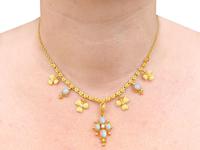 3.45ct Opal & 0.27ct Diamond, 22ct Yellow Gold Necklace - Antique c.1890 (8 of 9) 3.45ct Opal & 0.27ct Diamond, 22ct Yellow Gold Necklace - Antique c.1890 (8 of 9)