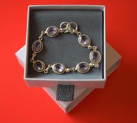 Old 925 Sterling Silver Amethyst Gem Set Link Bracelet - Boxed (7 of 8) Old 925 Sterling Silver Amethyst Gem Set Link Bracelet - Boxed (7 of 8)