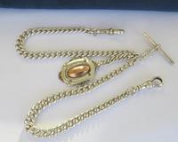 Antique Silver Double Watch Chain and Fob, 1912