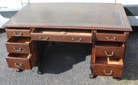 1960s Large Mahogany Pedestal Desk with Brown Leather on Top (2 of 4) 1960s Large Mahogany Pedestal Desk with Brown Leather on Top (2 of 4)
