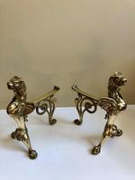 Pair of Vintage Brass Fire Dogs Winged Lions (4 of 10) Pair of Vintage Brass Fire Dogs Winged Lions (4 of 10)