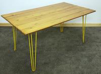 1960/70s Hairpin Legged Table With Later Pitch Pine Top (5 of 6) 1960/70s Hairpin Legged Table With Later Pitch Pine Top (5 of 6)