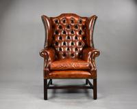 George II Style Brown Leather Hand Dyed Wingback Armchair (2 of 17) George II Style Brown Leather Hand Dyed Wingback Armchair (2 of 17)