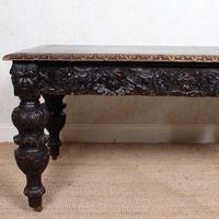 Carved Oak Desk Library Table Gothic Jacobean Large 19th Century (16 of 18) Carved Oak Desk Library Table Gothic Jacobean Large 19th Century (16 of 18)