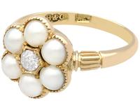 Natural Pearl & 0.20ct Diamond, 18ct Yellow Gold Cluster Ring - Antique c.1880 (3 of 9) Natural Pearl & 0.20ct Diamond, 18ct Yellow Gold Cluster Ring - Antique c.1880 (3 of 9)