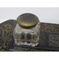 19th Century Brass Inlaid Twin Inkwell Stand c.1850 (6 of 7) 19th Century Brass Inlaid Twin Inkwell Stand c.1850 (6 of 7)