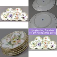 Nymphenburg Porcelain Hand Painted Plates - Set of 6 (2 of 5) Nymphenburg Porcelain Hand Painted Plates - Set of 6 (2 of 5)