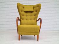 Danish Design, 1960s, Restored-reupholstered High-backed Armchair, Furniture Wool (6 of 13) Danish Design, 1960s, Restored-reupholstered High-backed Armchair, Furniture Wool (6 of 13)