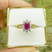 Vintage 18ct gold oval ruby & diamond cluster ring ~ Valentine proposal (6 of 10) Vintage 18ct gold oval ruby & diamond cluster ring ~ Valentine proposal (6 of 10)