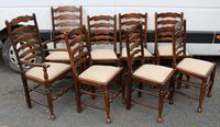 1960s Set of 8 Ash Ladderback Dining Chairs - 2 Carvers + 6 Chairs (2 of 4) 1960s Set of 8 Ash Ladderback Dining Chairs - 2 Carvers + 6 Chairs (2 of 4)
