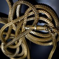 Antique Victorian Thick Long Guard Muff Snake Chain Rolled Gold Necklace with Dog Clip (2 of 9) Antique Victorian Thick Long Guard Muff Snake Chain Rolled Gold Necklace with Dog Clip (2 of 9)