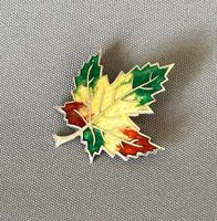 Sterling Silver & Enamel Canadian Maple Leaf Brooch