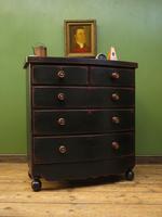 Large Antique Painted Black Bow Front Chest of Drawers, Gothic Shabby Chic (14 of 19) Large Antique Painted Black Bow Front Chest of Drawers, Gothic Shabby Chic (14 of 19)