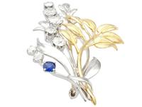 0.22ct Sapphire & 1.82ct Diamond, 18ct Yellow & White Gold Spray Brooch c.1930 (3 of 9) 0.22ct Sapphire & 1.82ct Diamond, 18ct Yellow & White Gold Spray Brooch c.1930 (3 of 9)
