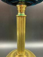 Lovely Tall 19thc Twin Burning Royal Blue Glass & Brass Table Oil Lamp (10 of 11) Lovely Tall 19thc Twin Burning Royal Blue Glass & Brass Table Oil Lamp (10 of 11)