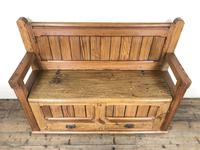 Pitch Pine and Oak Settle Bench with Drawers (M-1475) (9 of 11) Pitch Pine and Oak Settle Bench with Drawers (M-1475) (9 of 11)