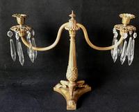 Pair of Good Quality Antique Gilt Brass & Crystal Drop Neo Classical Two Branch Candelabra (7 of 8) Pair of Good Quality Antique Gilt Brass & Crystal Drop Neo Classical Two Branch Candelabra (7 of 8)