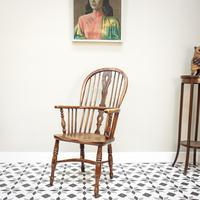 Antique Windsor Chair High Back in Elm and Beech Victorian