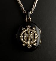 Victorian Mourning Locket, Black Enamel & Seed Pearl (4 of 13) Victorian Mourning Locket, Black Enamel & Seed Pearl (4 of 13)