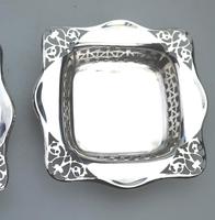 Unusual Pair of Solid Silver Pierced Square Bonbon Dishes Chester c.1927 (6 of 8) Unusual Pair of Solid Silver Pierced Square Bonbon Dishes Chester c.1927 (6 of 8)