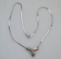 A Pretty Vintage Jewelry 9 ct White Gold & Diamond & Garnet Pendant and Chain (5 of 6) A Pretty Vintage Jewelry 9 ct White Gold & Diamond & Garnet Pendant and Chain (5 of 6)