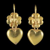 Antique Victorian Heart Four Leaf Clover Earrings 18ct Gold Circa 1860 (2 of 3) Antique Victorian Heart Four Leaf Clover Earrings 18ct Gold Circa 1860 (2 of 3)