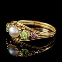 Antique Suffragette Ring Pearl Amethyst Peridot 18ct Gold Locket Back c.1910 (5 of 7) Antique Suffragette Ring Pearl Amethyst Peridot 18ct Gold Locket Back c.1910 (5 of 7)