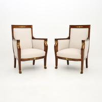 Pair of Antique Swedish Neoclassical Mahogany Armchairs (1 of 9)